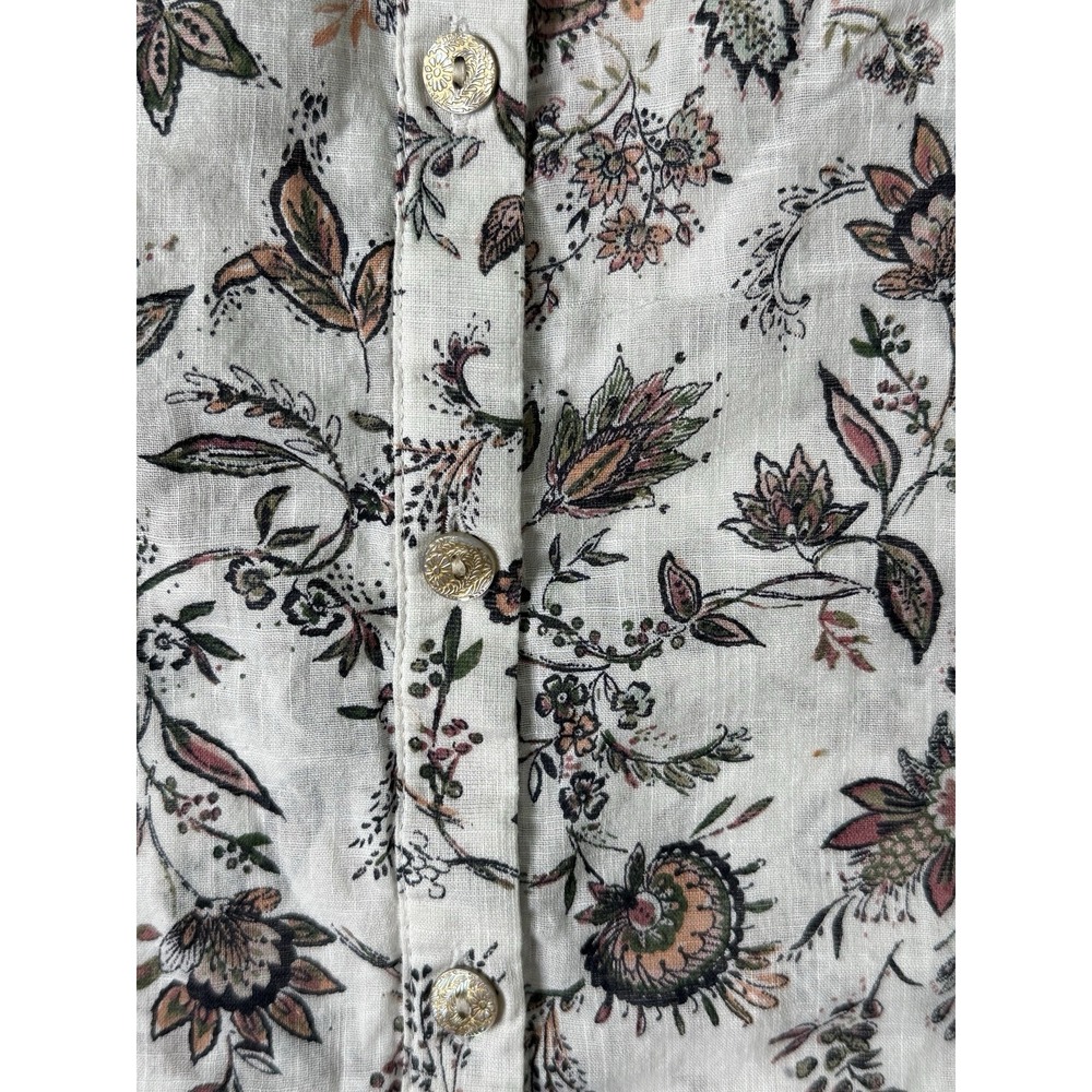 J Jill Shirt Women plus 2X White Floral Flowy Boxy Collared Button Front Prairie - Picture 10 of 16
